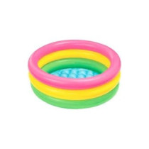 Intex 3 Ring Rainbow Portable Inflatable Lightweight Compact Circular Swimming Pool 86x 86x 25cm