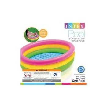 Intex 3 Ring Rainbow Portable Inflatable Lightweight Compact Circular Swimming Pool 86x 86x 25cm
