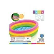 Intex 3 Ring Rainbow Portable Inflatable Lightweight Compact Circular Swimming Pool 86x 86x 25cm