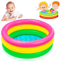 Intex 3 Ring Rainbow Portable Inflatable Lightweight Compact Circular Swimming Pool 86x 86x 25cm