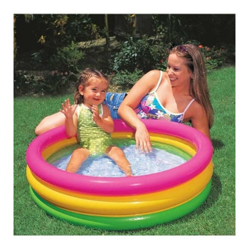 Intex 3 Ring Rainbow Portable Inflatable Lightweight Compact Circular Swimming Pool 86x 86x 25cm