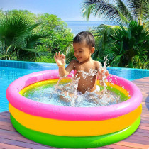 Intex 3 Ring Rainbow Portable Inflatable Lightweight Compact Circular Swimming Pool 86x 86x 25cm
