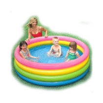 Intex 3 Ring Rainbow Portable Inflatable Lightweight Compact Circular Swimming Pool 86x 86x 25cm