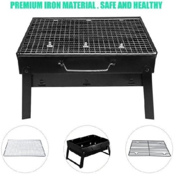 Bbq Charcoal Grill Black For Camping Picnics Traveling-Stellar