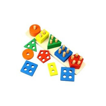 Dreampark 21-Piece Wooden Shape Sorting Stacking Block Set