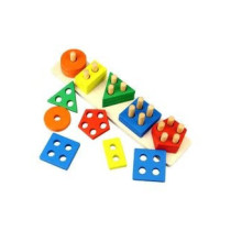 Dreampark 21-Piece Wooden Shape Sorting Stacking Block Set