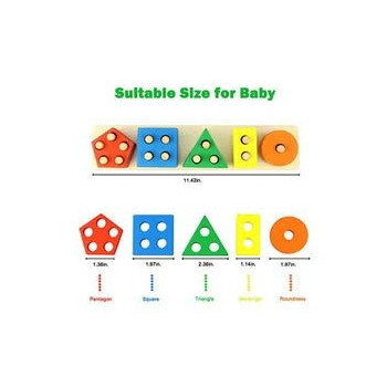 Dreampark 21-Piece Wooden Shape Sorting Stacking Block Set