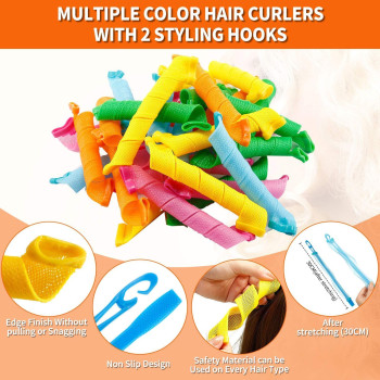 Xiuwoo 30-Piece Heatless Magic Hair Curlers Set Multicolour