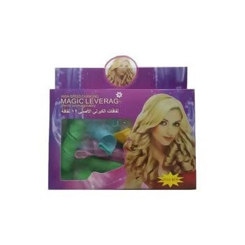 Magic Leverag Set Of 4 Curly Hair Roller Set Blue/Green/Pink