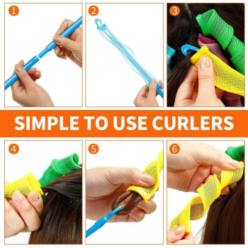 Magic Leverag Set Of 4 Curly Hair Roller Set Blue/Green/Pink