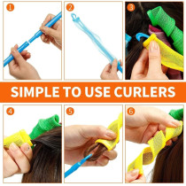 Magic Leverag Set Of 4 Curly Hair Roller Set Blue/Green/Pink