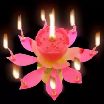 Outad Lotus Flower Musical Birthday Candle Pink/Green/Yellow