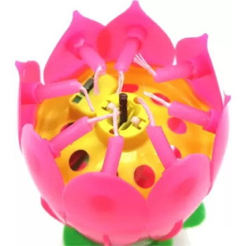 Outad Lotus Flower Musical Birthday Candle Pink/Green/Yellow