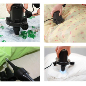 Electric Rechargeable Deflator Inflating Air Compressor Pump Usb For Inflatables With 3 Nozzles Black 13.50 x 11.00 x 13.00cm