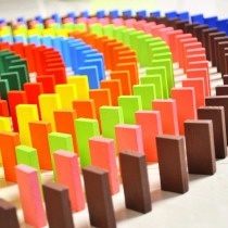 120 Pieces Of Rainbow Dominoes Wooden Blocks