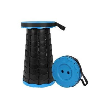 Outdoor PP Folding Telescopic Stool Sea Blue And Black 26 x 7.5 x 26cm