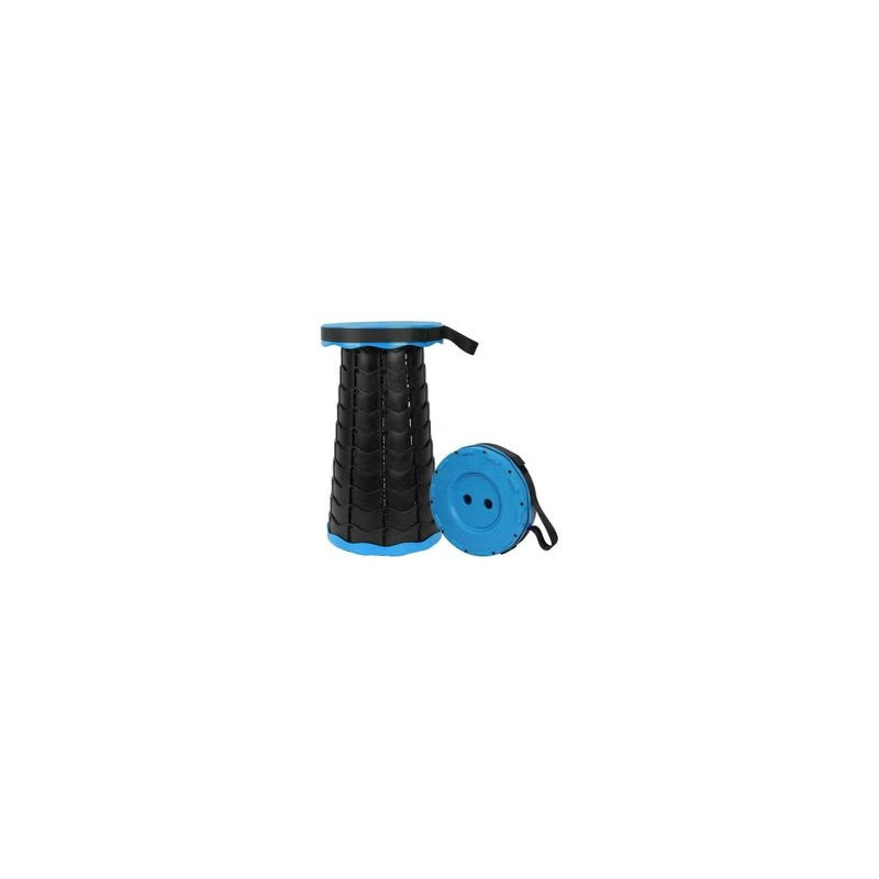 Outdoor PP Folding Telescopic Stool Sea Blue And Black 26 x 7.5 x 26cm