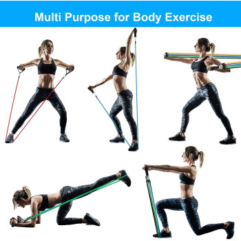 10-Piece Latex Resistance Bands Fitness Exercise Tube Rope Set Yoga Abs P90X Workout