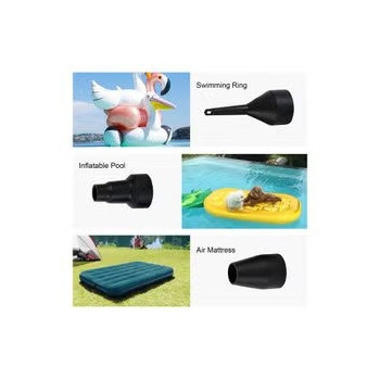 Deflate Electric Air Pump With Portable Nozzles Black