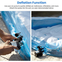 Deflate Electric Air Pump With Portable Nozzles Black