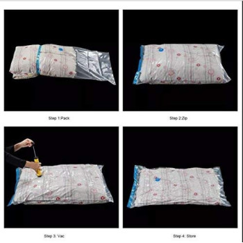 Vacuum Compression Seal Storage Pouch, Clear/Blue, 40 x 50cm