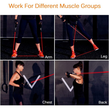 Dbt 12Pcs Muscle Training Fitness Resistance Bands Elastic Exercise Training Tubes Set