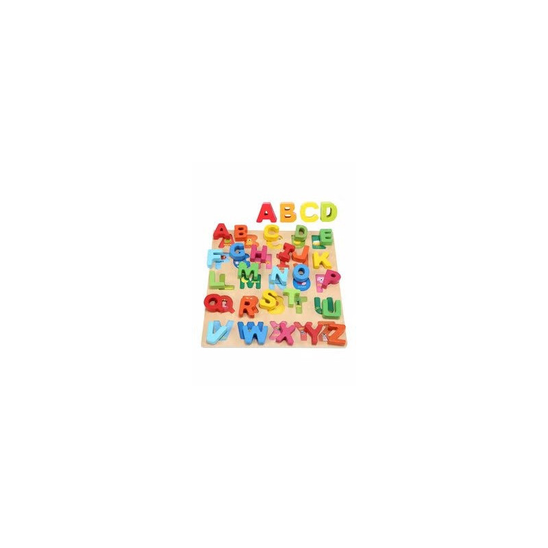 Wooden Alphabet Abc Chunky Puzzle Board With Animal Base Design 29.5 x 29.5 x 1.3Centimeter