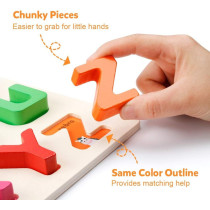 Wooden Alphabet Abc Chunky Puzzle Board With Animal Base Design 29.5 x 29.5 x 1.3Centimeter