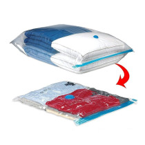 Space Saving Vacuum Sealed Transparent Compression Pouch Clear/Blue Colour