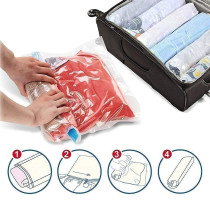 Space Saving Vacuum Sealed Transparent Compression Pouch Clear/Blue Colour