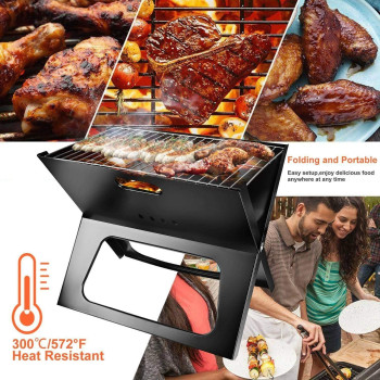 Portable Charcoal Grill Black, 35.5 x 2.54Centimeter