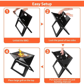Portable Charcoal Grill Black, 35.5 x 2.54Centimeter