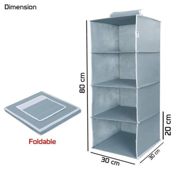 4-Shelf Hanging Closet Organizer Grey