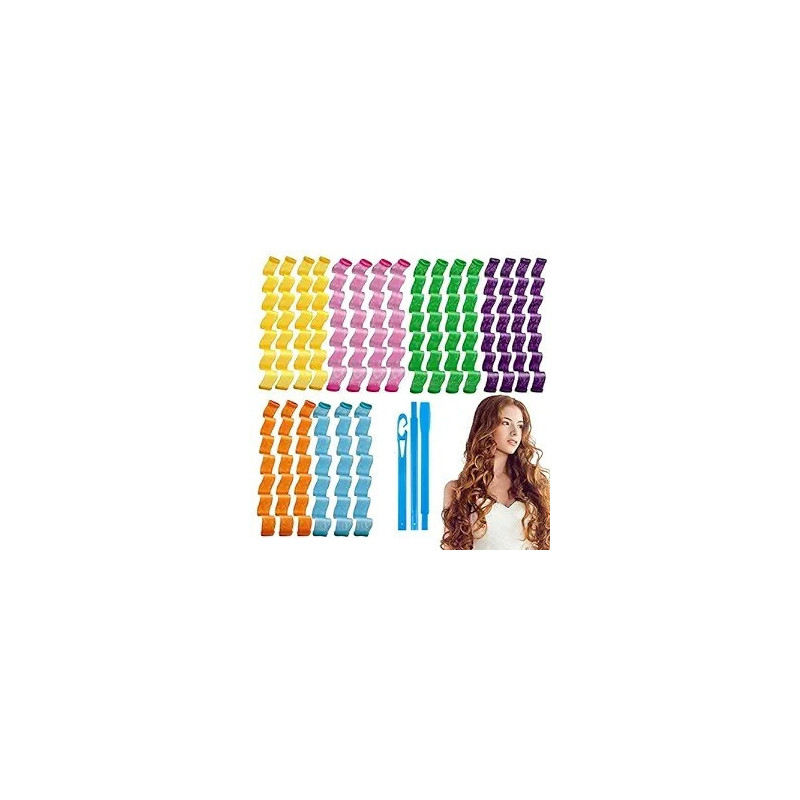Xiuwoo 31-Piece Heatless Spiral Hair Curler Set Multicolour