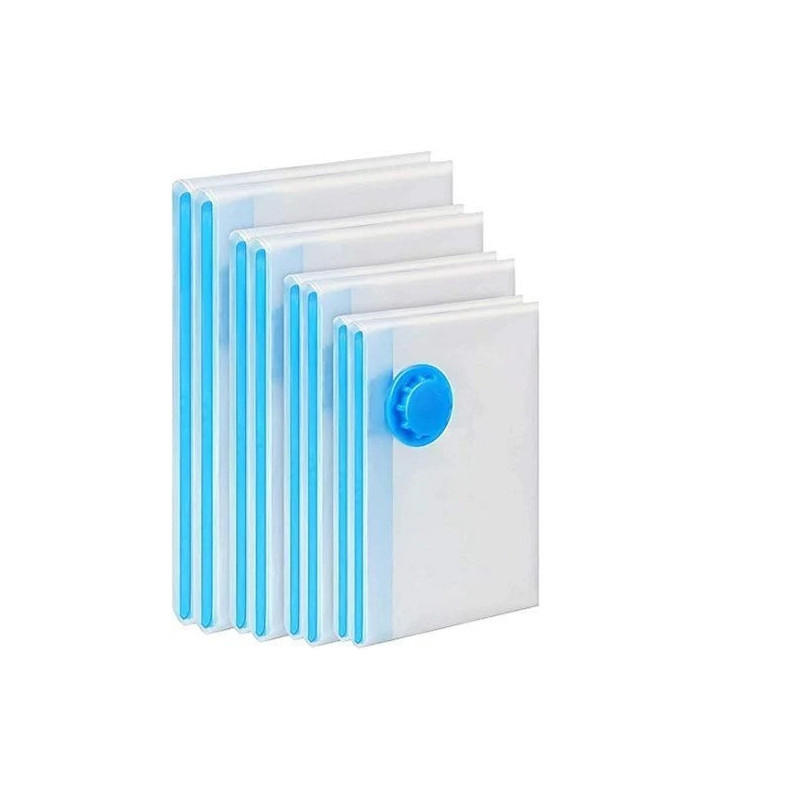 4-Piece Vacuum Storage Bags With Suction Pump White/Blue/Yellow 80 x 100Centimeter