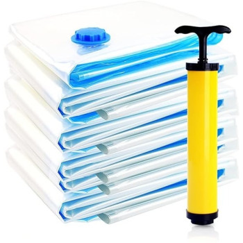 4-Piece Vacuum Storage Bags With Suction Pump White/Blue/Yellow 80 x 100Centimeter