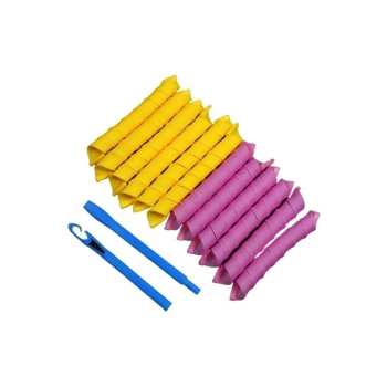 Magic Leverag 18-Piece Nylon Hair Roller Set Pink/Green/Blue