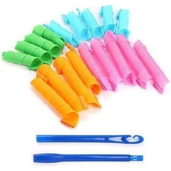 Magic Leverag 18-Piece Nylon Hair Roller Set Pink/Green/Blue