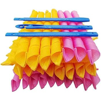 Magic Leverag 18-Piece Nylon Hair Roller Set Pink/Green/Blue