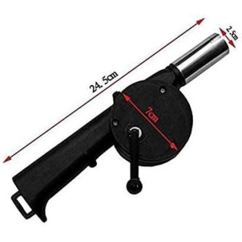 Hand Crank Powered Bbq Fan Air Blower Black/Silver 10 x 5.6 Inch