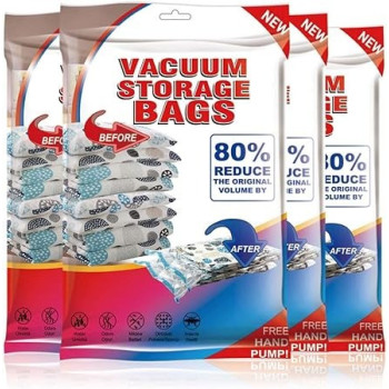 Amerteer 6 Piece Premium Vacuum Storage Bags And Pump Clear 50 x 70cm