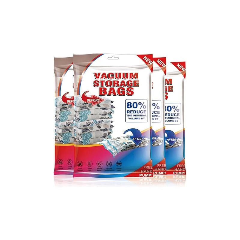 Amerteer 6 Piece Premium Vacuum Storage Bags And Pump Clear 50 x 70cm