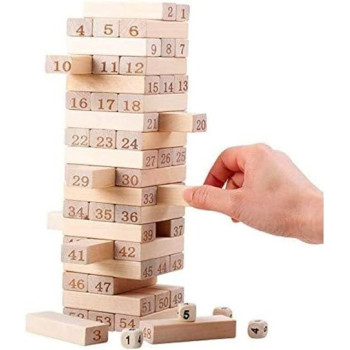 Lucky 54-Piece Wooden Tower Building Block Set For 3+ Years