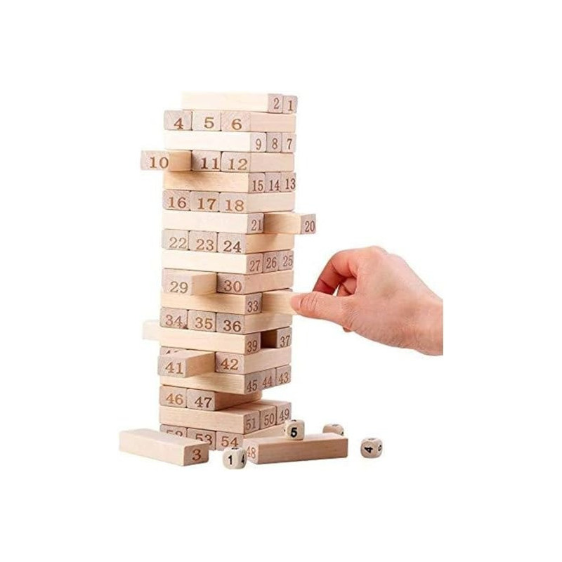 Lucky 54-Piece Wooden Tower Building Block Set For 3+ Years