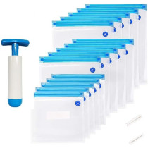 Royalford 50-Piece Food Vacuum Bag Set Clear/Blue 26 x 30cm