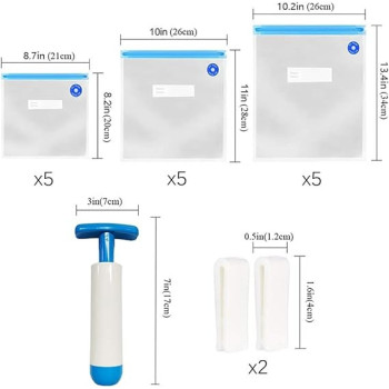 Royalford 50-Piece Food Vacuum Bag Set Clear/Blue 26 x 30cm