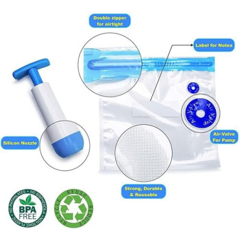 Royalford 50-Piece Food Vacuum Bag Set Clear/Blue 26 x 30cm