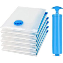 6-Piece Vacuum Storage Bag With Suction Pump Clear/Blue/Yellow 70 x 100Centimeter