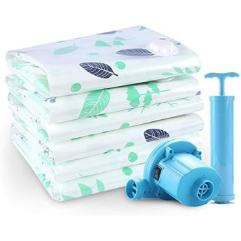 5-Piece Vacuum Storage Bag White/Green/Pink 60 x 80Centimeter