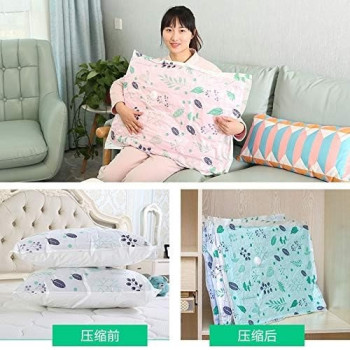 5-Piece Vacuum Storage Bag White/Green/Pink 60 x 80Centimeter